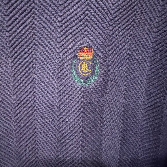 vintage Chaps Ralph Lauren Cotton Sweater Men’s XL Navy Blue Crest Logo - Picture 2 of 6